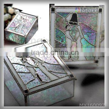 MX160097 rainbow shining stained glass jewelry box for wedding gift