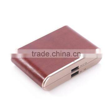 Mobile phone charger 12000mah with leather case luxurious power bank