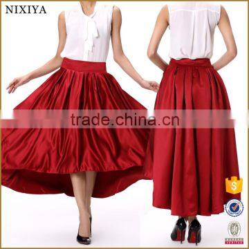 2016 Latest Long Skirt Designs Wholesale Satin Long SKirts Ladies