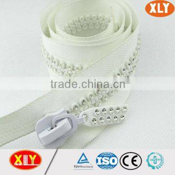 China XLY zipper #5 open end double stone diamond zipper