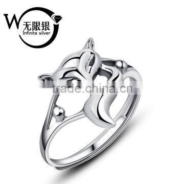 Factory Supply plated fox 925 silver ring simple design jewelry