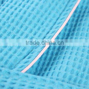 Wholesale Unisex Nightgowns Blue Cotton Waffle Bathrobes for Hotel photo-5