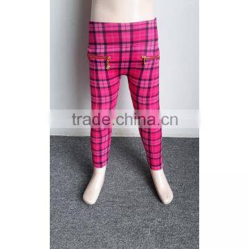 New 2016 Chinese Factory OEM Service Fashion Hot Seller Children Plaid Zip Fur Baby Leggings