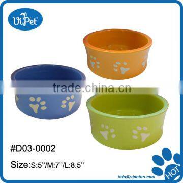 paw-printed ceramic pet bowl