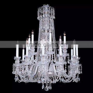 12+6 arms silver color and energy saving light source crystal chandelier pendant light