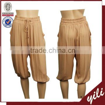 2016 loose pleated cotton pattern short women sport pants