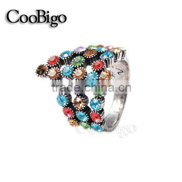 Fashion Jewelry Zinc Alloy Charming Colorful Rhinestone Ring Lady Wedding Party Show Gift Dresses Apparel Promotion Accessories photo-2