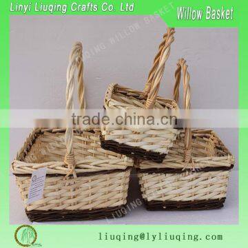 handmade set 3 antique wicker egg basket kitchen fruit and vegetable storage basket with handle