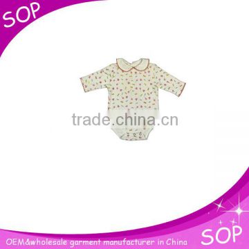 Eco-friendly plain white 100% cotton baby romper with lovely heart printing