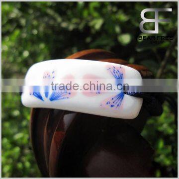 Traditional Handicrafts Ceramic Bracelet With Flower Printing Adjustable Wrist Size