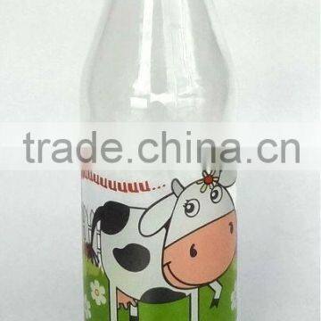 CCP738SK 500ML glass milk bottle with decal printing with metal lid