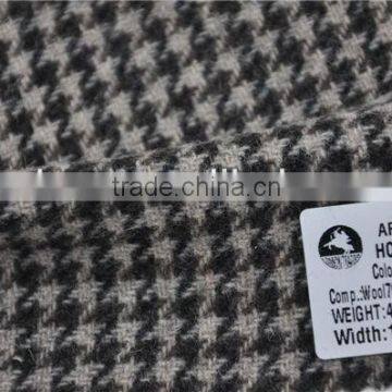 Hot high quality brown wool polyester hounds tooth woolen fabric for fall and winter coats