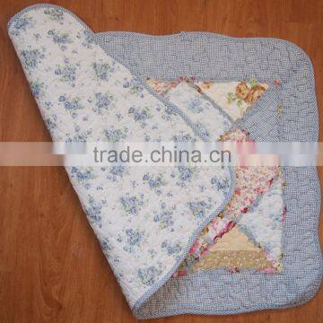 Shabby Chic Blue Floral Patchwork Quilted Cotton Bedroom Bath Floor Mat Rug photo-3