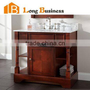 LB-LX2073 Hotel Solid Wood Bathroom Vanity Furniture New Floor Project Wooden Bathroom Cabinet