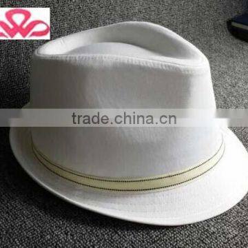 WLZH1014-5 100%Cotton canvas cool white cowboy hat with yellow band