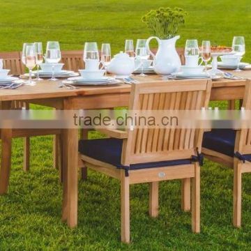 Luxurious Rectangular Teak Dining Table and 8 Stacking Chairs Garden Outdoor Furniture