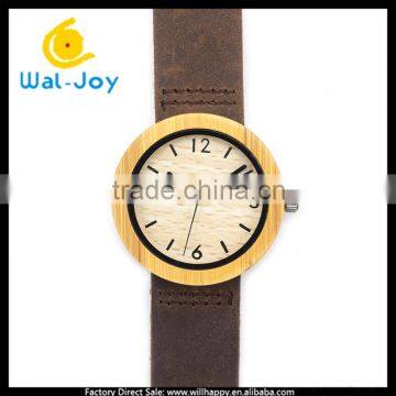 WJ-5353 Japan Movement Newest Special Genuine Leather Strap Wood Dial Unisex Watches photo-2