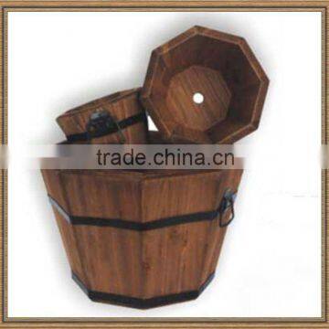 Octagonal wooden flower pot