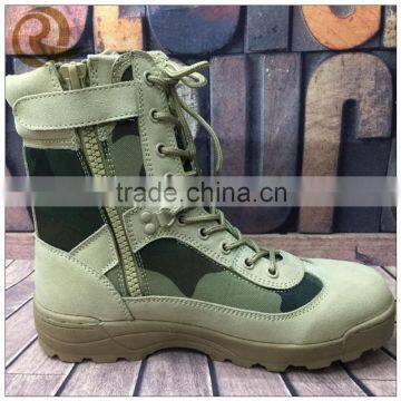 Wholesale Leather camouflage military army desert boots with zipper for man