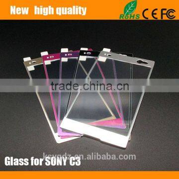 2.5D Titanium alloy brushed metal Tempered Glass Screen Protector guard for SONY C3