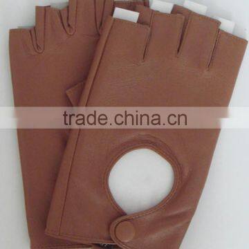 2014 New spring / summer sheep skin driver gloves with big hole at backhand, sheep nappa half finger gloves