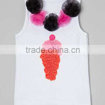 hot selling latest design girls top sleeveless polka girls fancy top baby kids white t-shirt