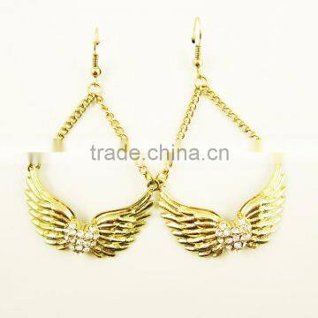 Angle wing shape Pendant gold plated charm fish hook earring designs for women, necklace and jewelry designes for choice