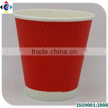 Custom 8oz Disposable Red Vertical Coffee Ripple Cup