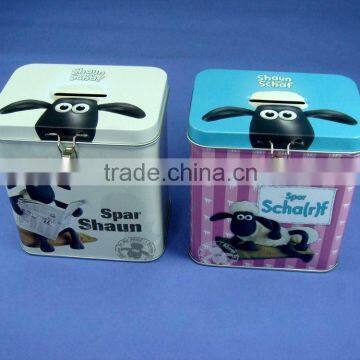 Saving tin box,Money tin box,children coin tin box