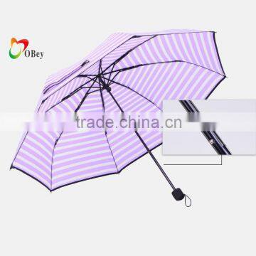 Stripe Hand Open Folding Umbrella in Purple Color photo-3