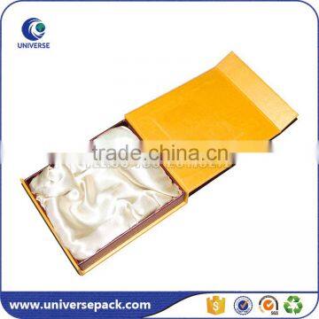 Book shaped cosmetic paper box with satin insert