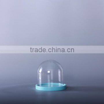 glass mini dome cloche with blue baes