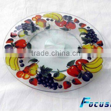 Custom Pattern Small Flower Rotating Tempered Glass Round Lazy Susan photo-2