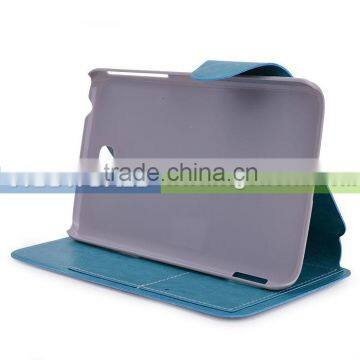 Glossy Leather Tablet Slim Fit Folio Leather Case (Blue) with Stand For Samsung Galaxy Tab 3/P3200