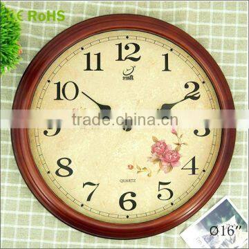 high quality quartz analog type decorative round wooden wall clock antique wall clock