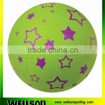 Star printed rubber playground ball rubber kickball for kids