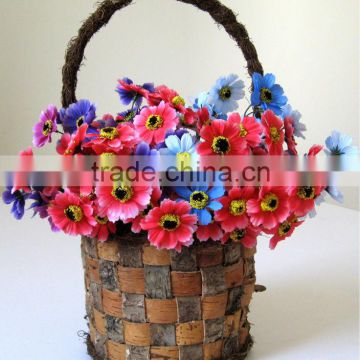 Round Tree-Leaf Woven Flower Basket