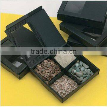 Black corrugated plastic box with 4 compartments