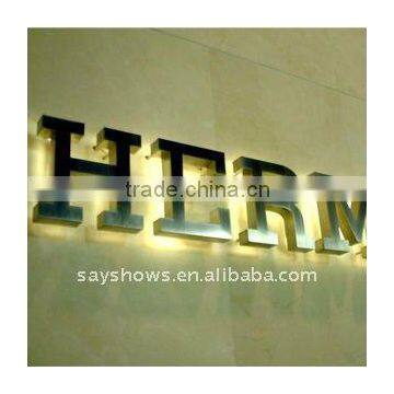 Stainless steel channel letter backlit, metal letter backlit, stainless steel shop sign backlit