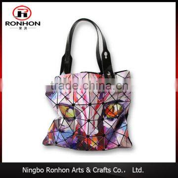 all-over print diamond check tote bag, 2016 newest lady shopping bag