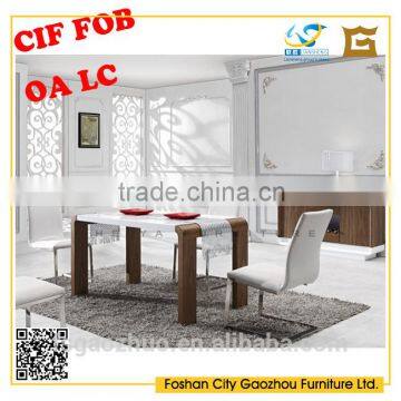 new northern-european style white high glossy dinning table with solid wood legs