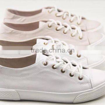 2016 latest shoes white sneakers blank shoes PU material lace up vucanized shoes