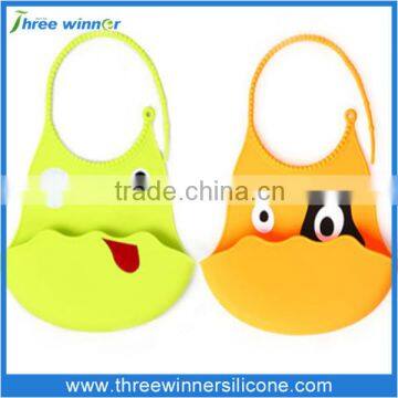 Anti slip easy to clean silicone baby bib with private lable