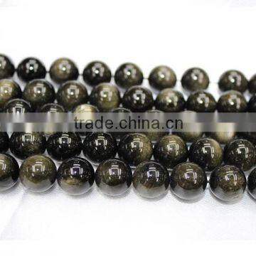 8mm natural golden obsidian semi-precious gemstone beads