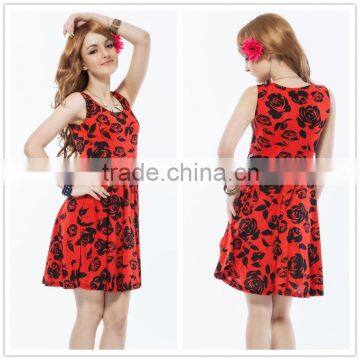 High quality beautiful pattern hot sale factory price casual style nice ladies dress