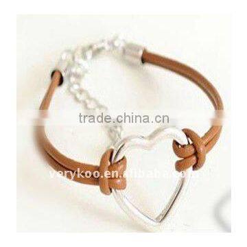 Fashion heart leather bracelet Jewelry FCM-10057