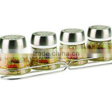 SINOGLASS 4 pcs Lazy Chef decal Cone shape glass spice set