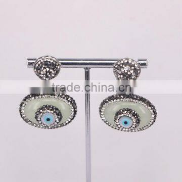 Glowing in the dark Luminous Stone Stud Earrings, Oval shape Crystal Zircon Paved Stud Earrings, Charm Gem Stone Earrings