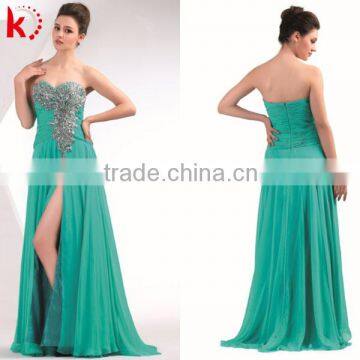 2014 new arrival Beaded design off-Shoulder long dress chiffon new style