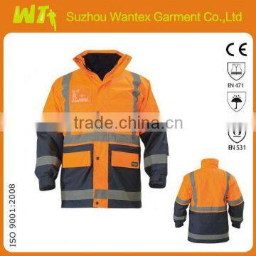 2014 fashion roadway ladies outer safety jacket with reflective tapes